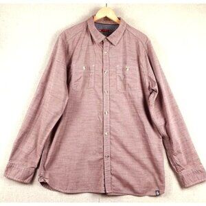 The North Face Men's XL Long-Sleeve Button-Up Shirt Red Heather Chest Pockets